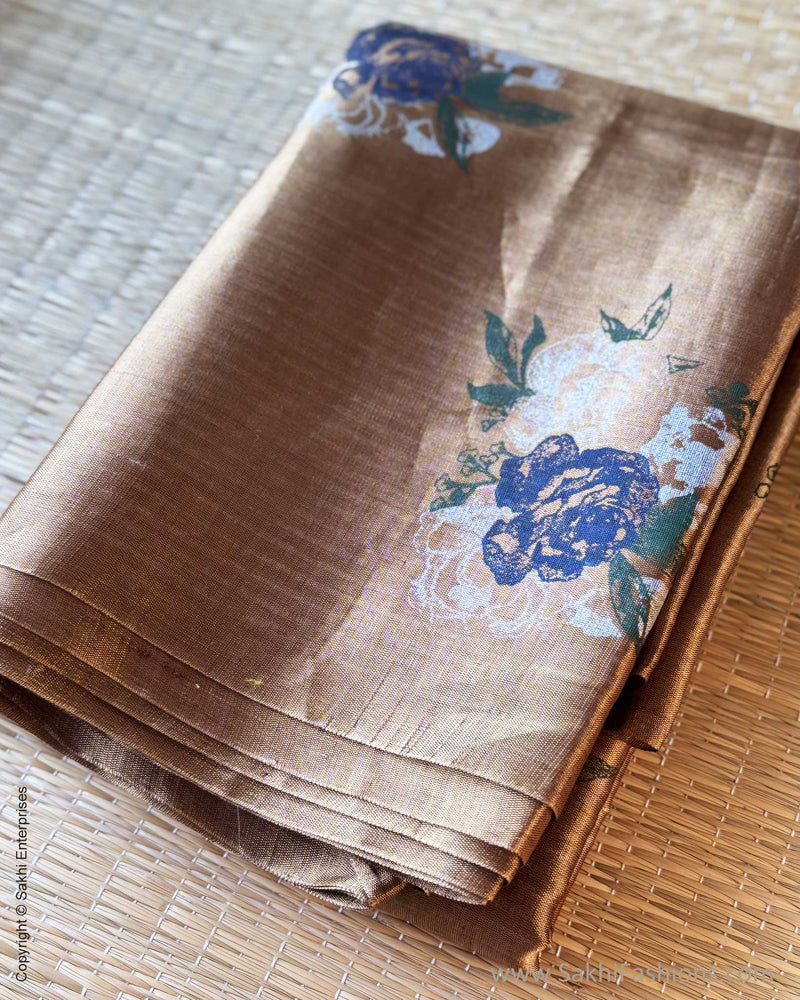 EE-Y03609 Gold floral Tissue Sari