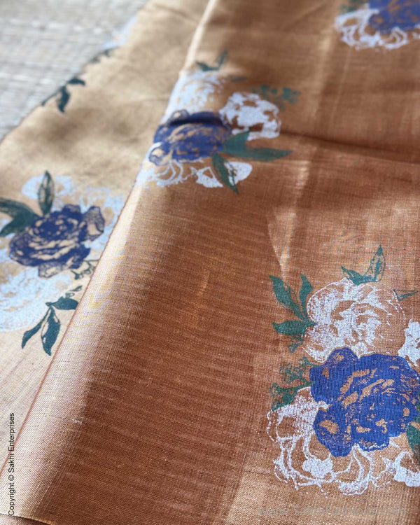 EE-Y03609 Gold floral Tissue Sari