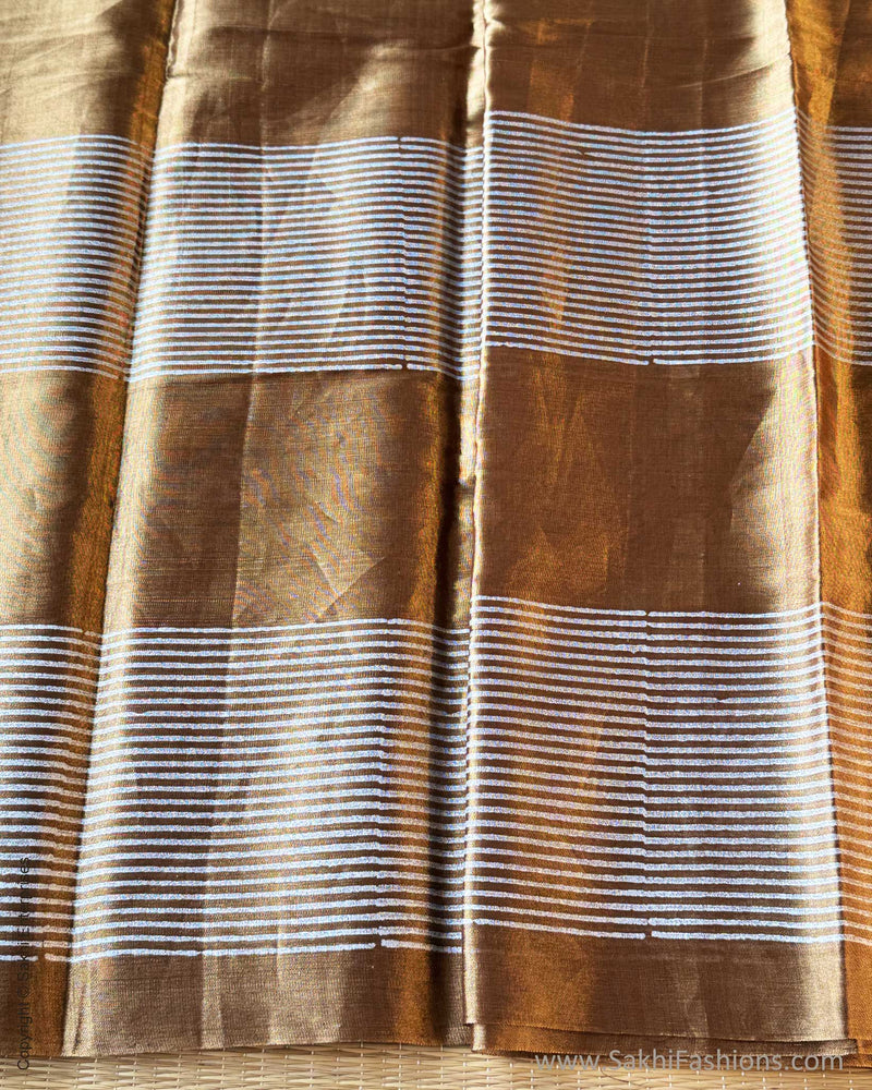 EE-Y03609 Gold floral Tissue Sari