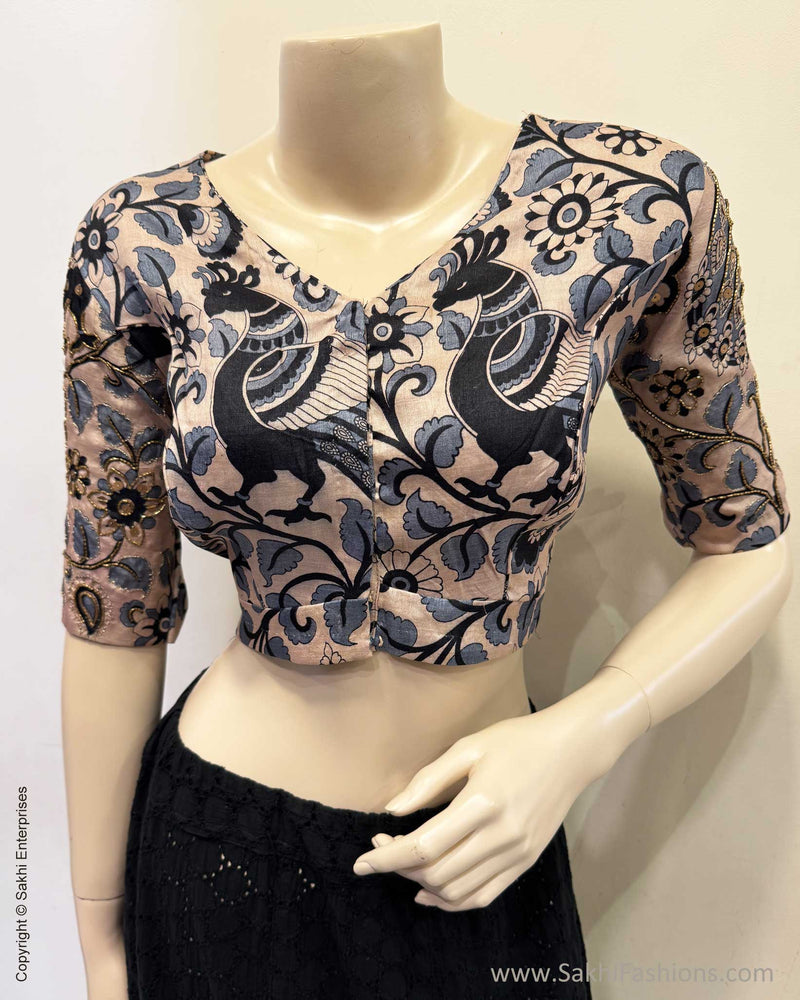 BL-Y01714 Tussar Kalamkari Blouse