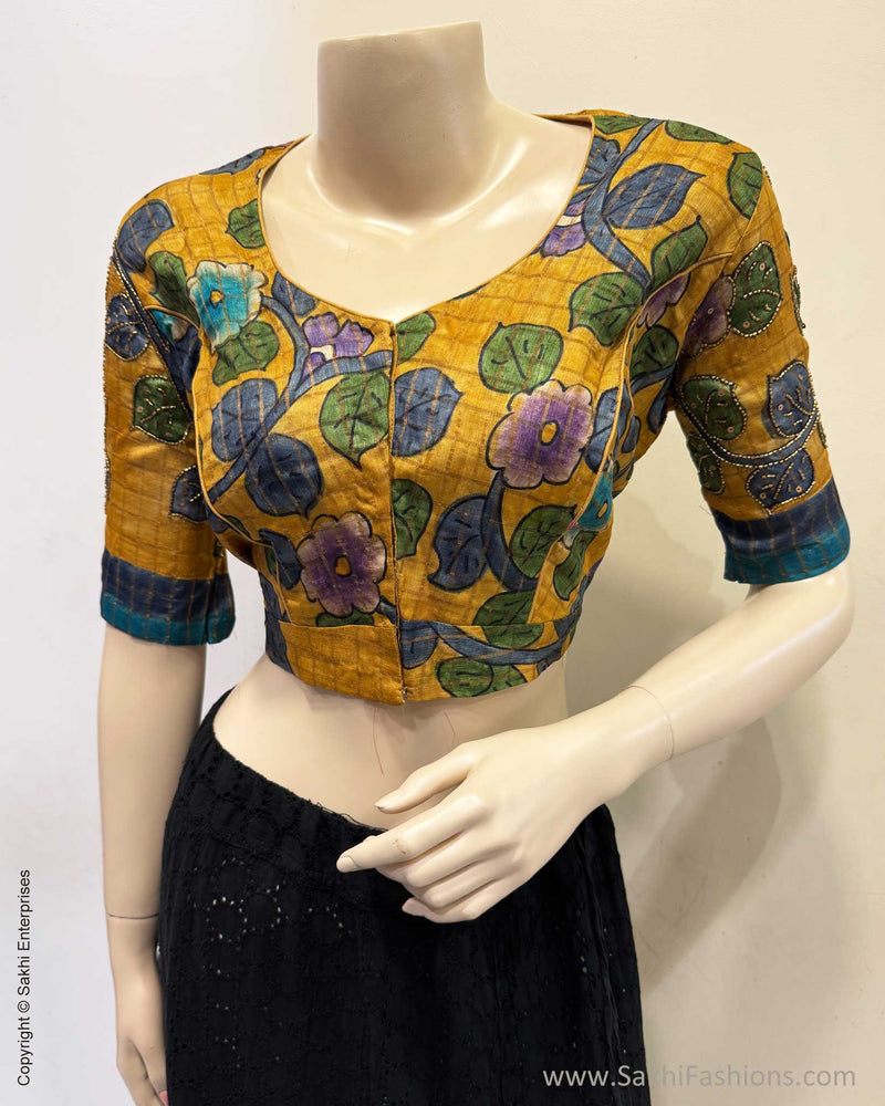 BL-Y01709 Tussar Kalamkari Blouse