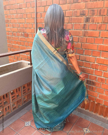 EE-X14991 Blue Tussar sari