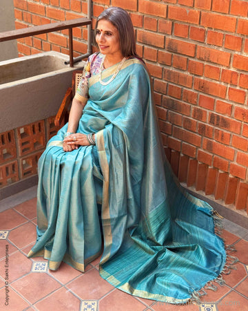 EE-X14991 Blue Tussar sari