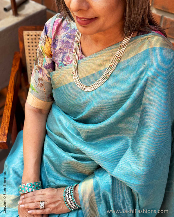 EE-X14991 Blue Tussar sari