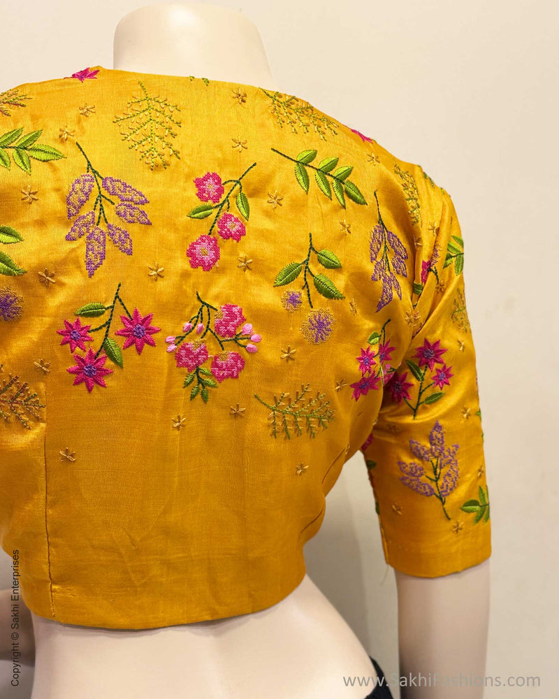 BL-Y04526 Yellow Kanchi Blouse