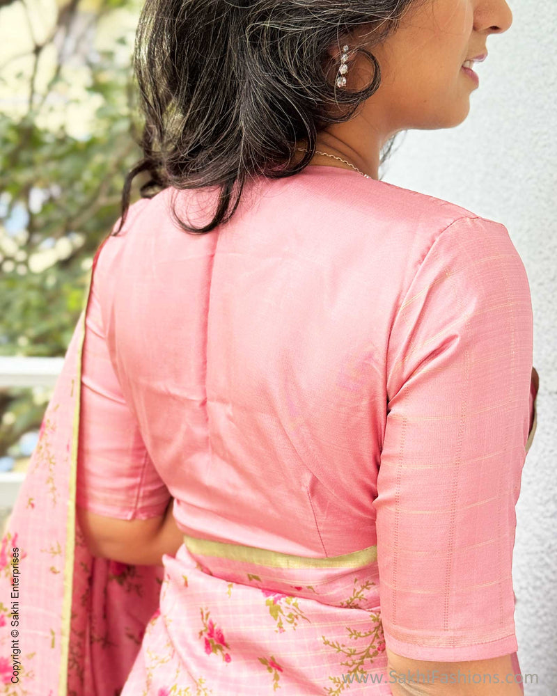 EE-Y04174 Pink floral Kanchi Sari