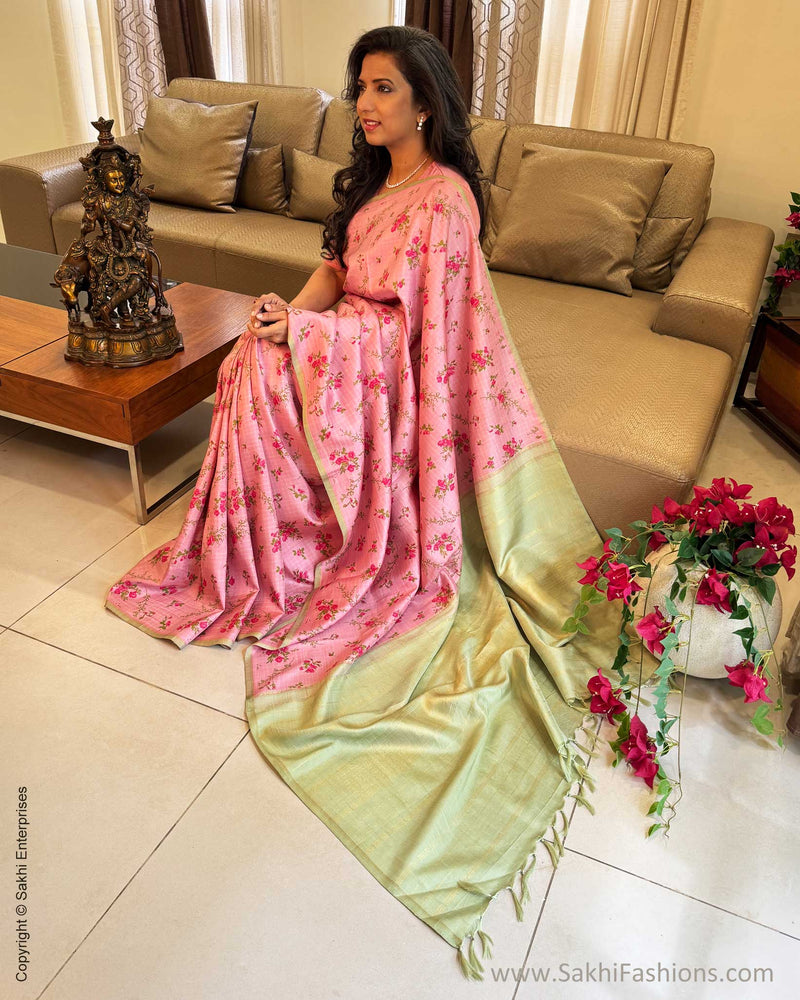 EE-Y04174 Pink floral Kanchi Sari