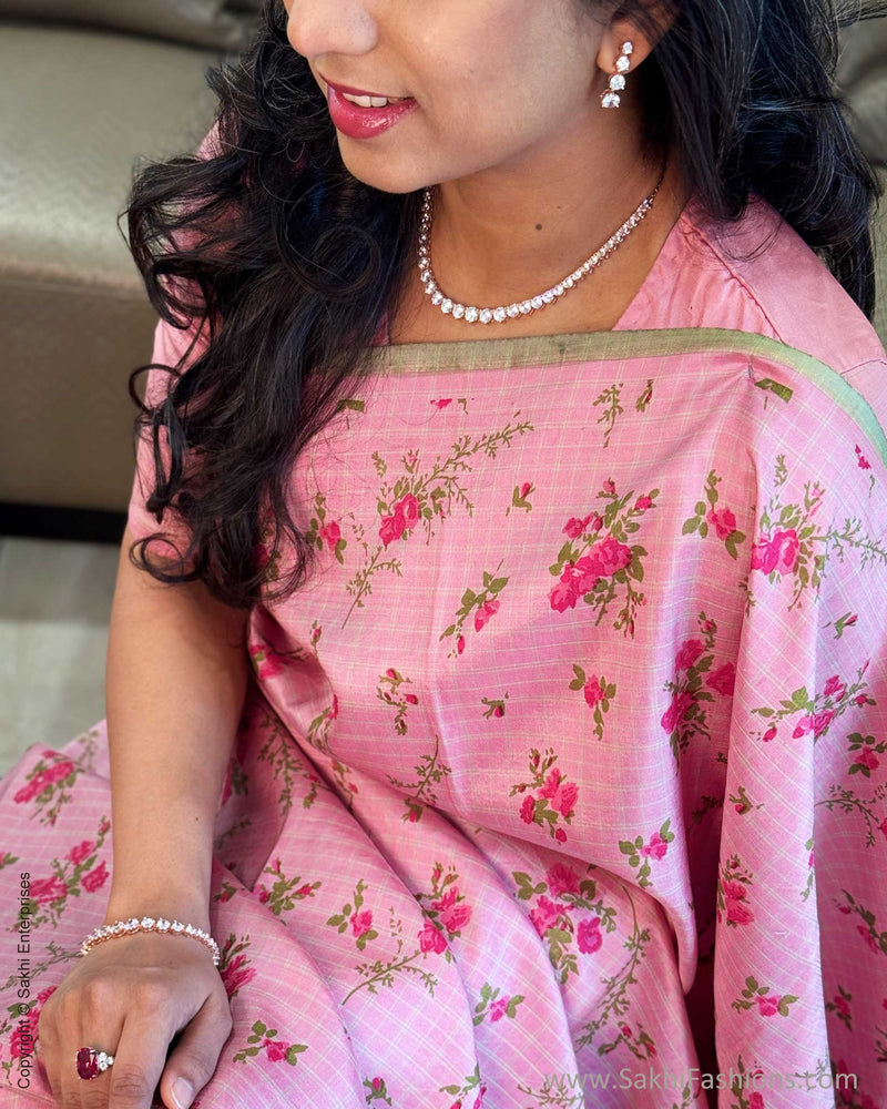 EE-Y04174 Pink floral Kanchi Sari
