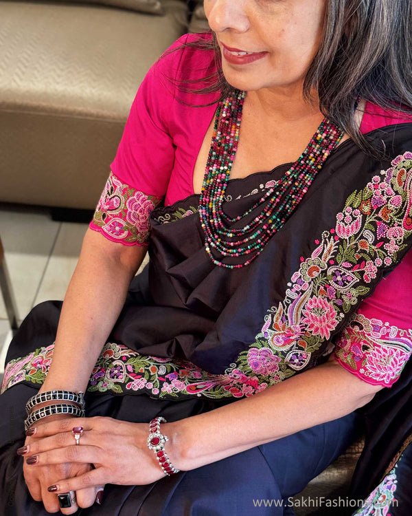 EE-X13693 Black Parsi border Kanchi