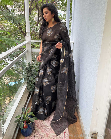 EE-Y03603 Black Organza sari