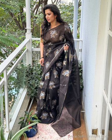 EE-Y03603 Black Organza sari