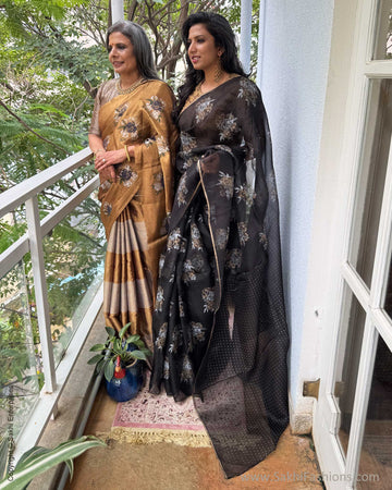 EE-Y03603 Black Organza sari
