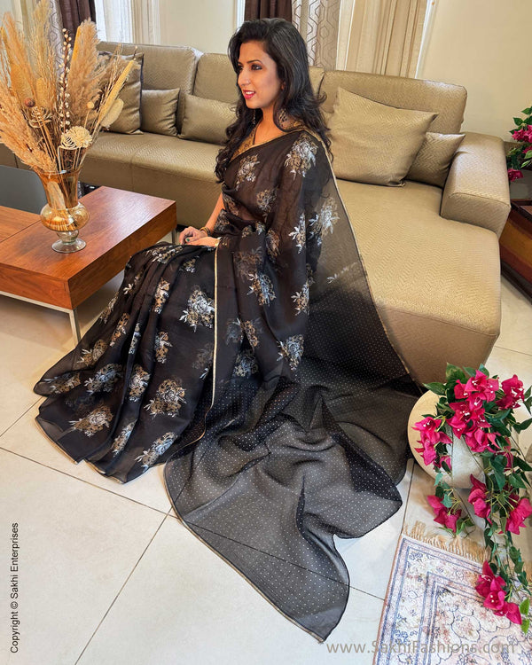 EE-Y03603 Black Organza sari