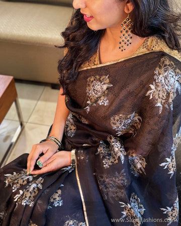 EE-Y03603 Black Organza sari