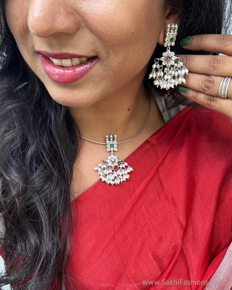EE-Y04358 Red Silver Tissue Sari