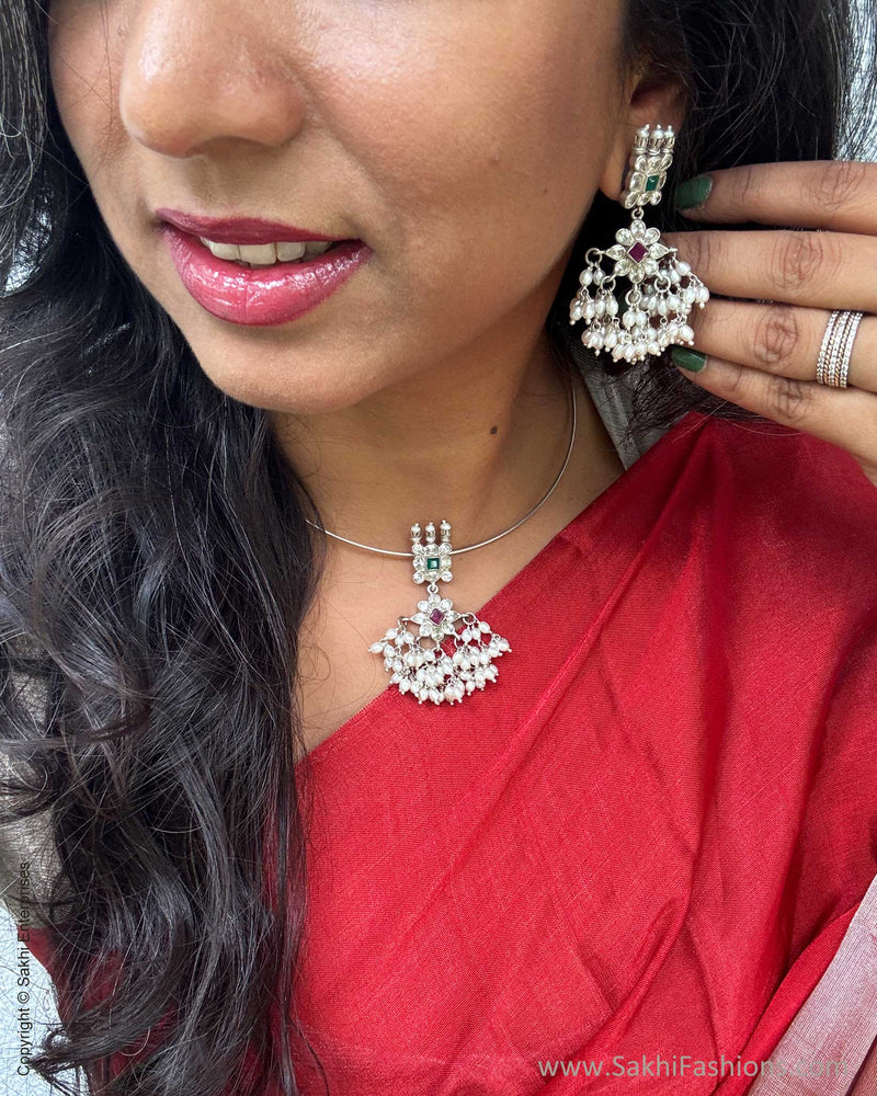 EE-Y04358 Red Silver Tissue Sari