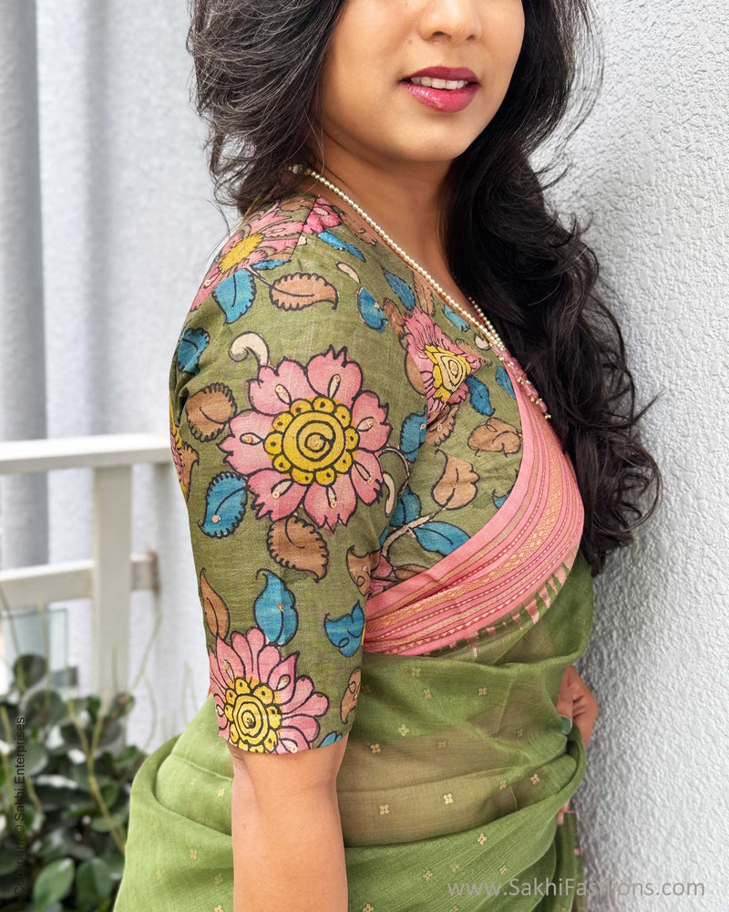 BL-Y03064 Tussar Kalamkari Blouse