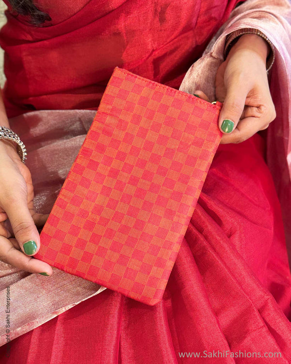 EE-Y04358 Red Silver Tissue Sari