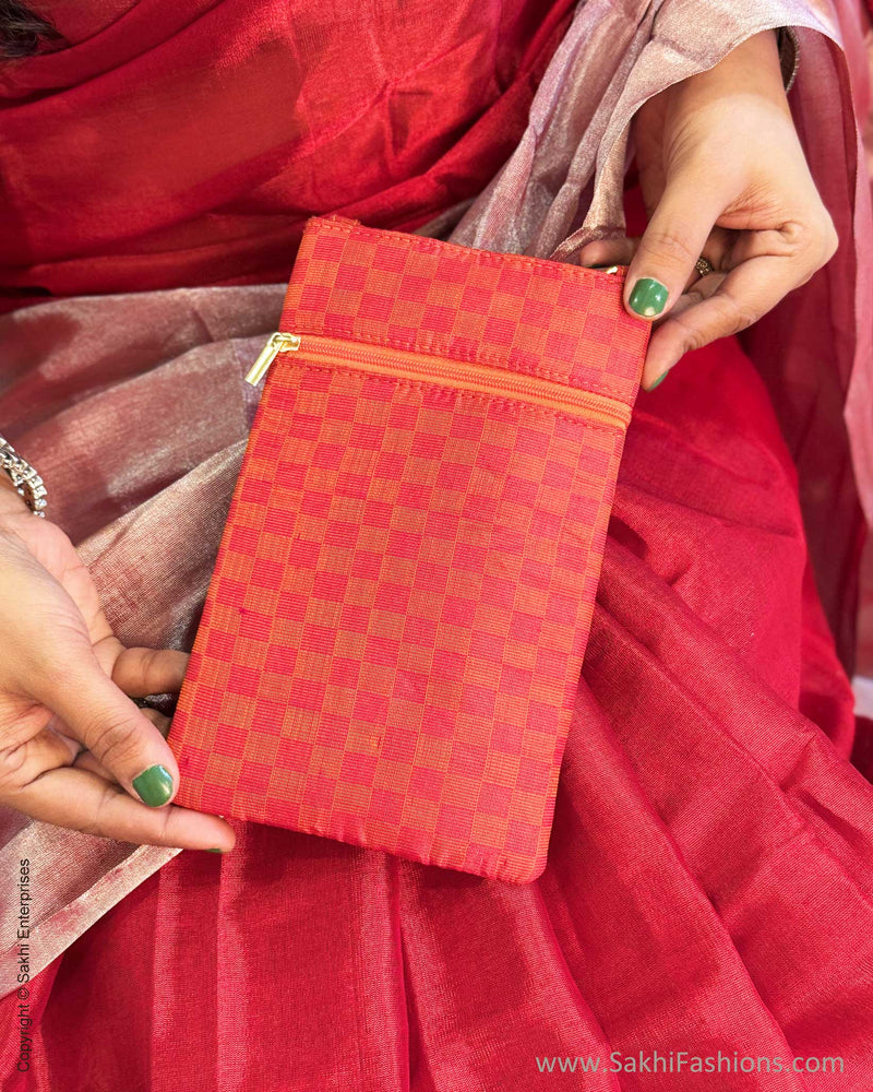 EE-Y04358 Red Silver Tissue Sari