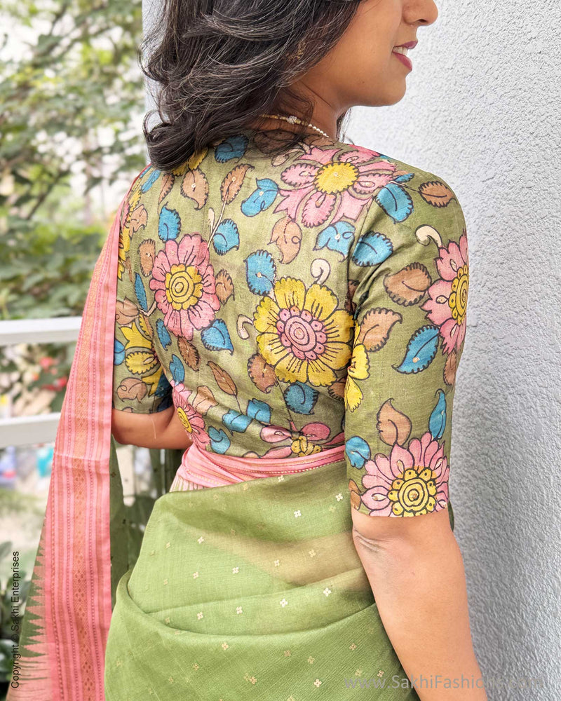 BL-Y03064 Tussar Kalamkari Blouse