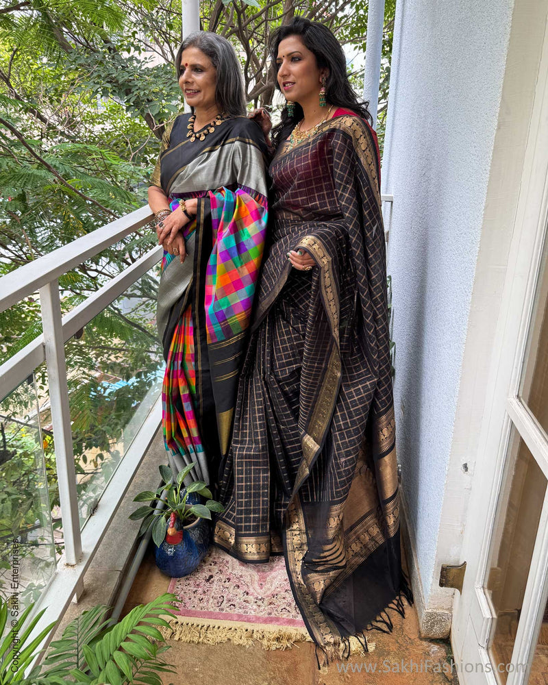 EE-Y05014 Check Kanchi Silk Sari
