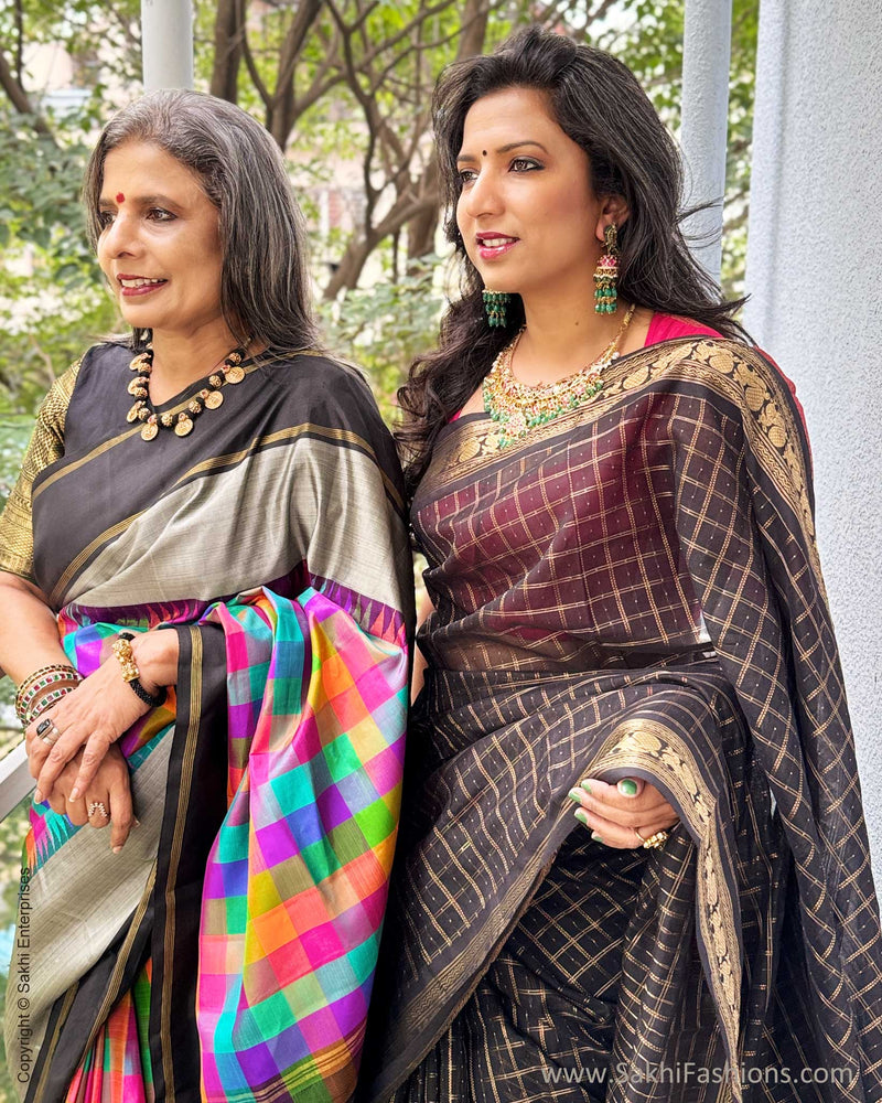 EE-Y05014 Check Kanchi Silk Sari
