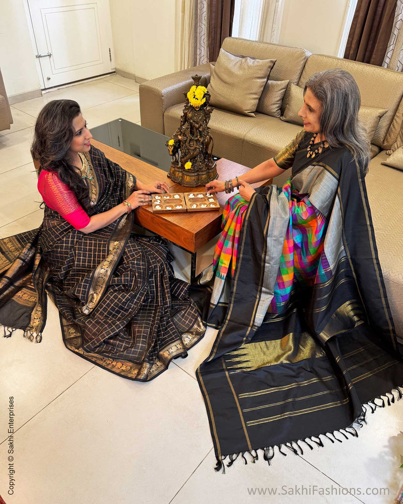 EE-Y05014 Check Kanchi Silk Sari