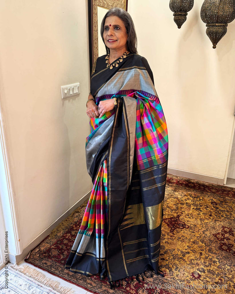 EE-Y05014 Check Kanchi Silk Sari