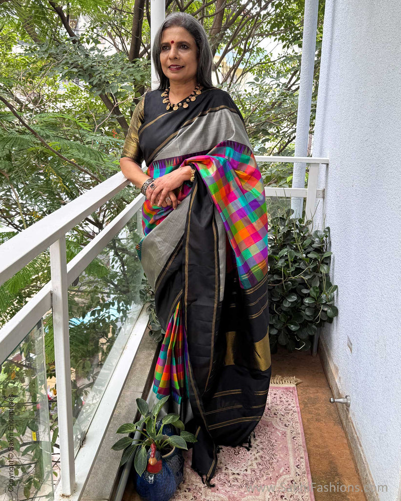 EE-Y05014 Check Kanchi Silk Sari
