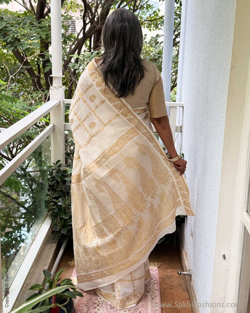 EE-Y05059 Cream Madurai Cotton Sari