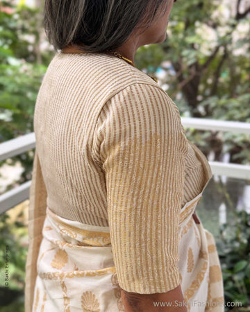 EE-Y05059 Cream Madurai Cotton Sari
