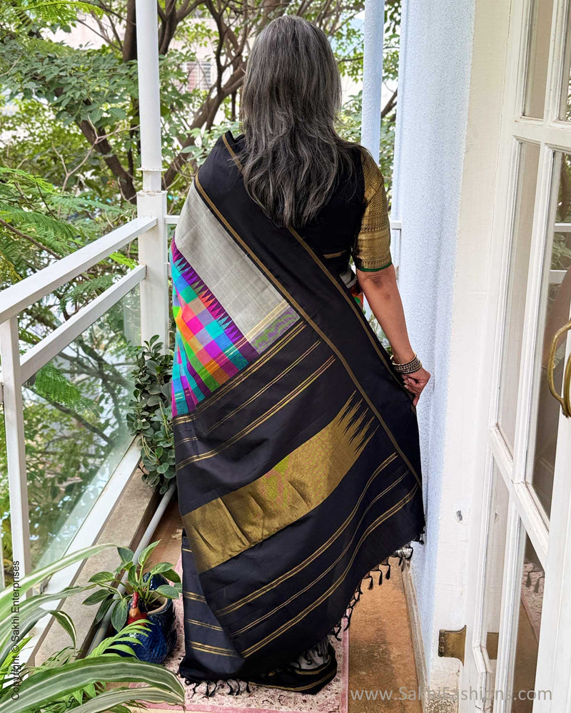 EE-Y05014 Check Kanchi Silk Sari