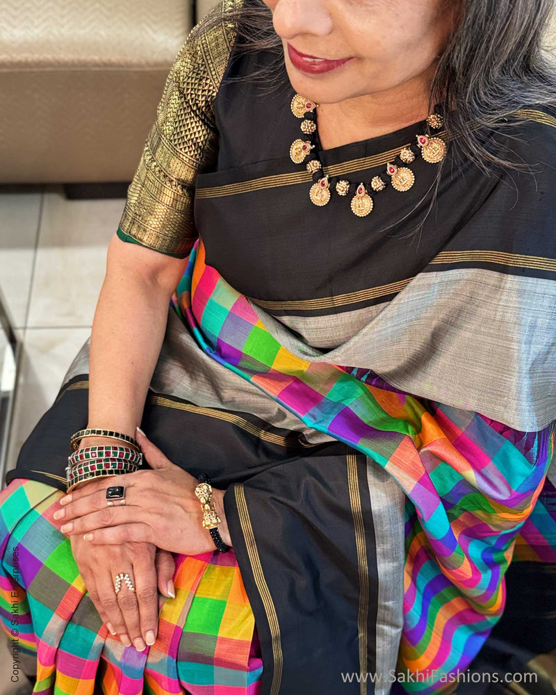 EE-Y05014 Check Kanchi Silk Sari
