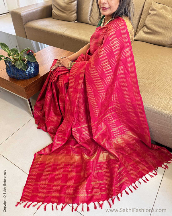 EE-Y06309 Redish Pink Kanchi sari