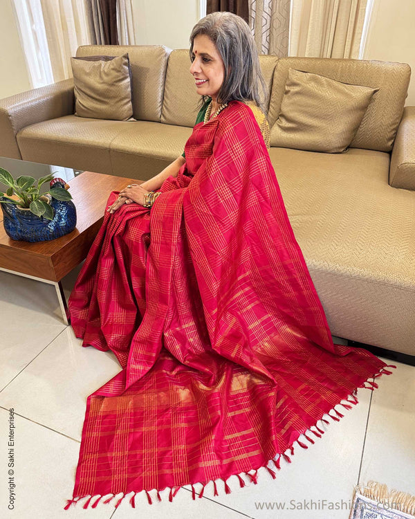 EE-Y06309 Redish Pink Kanchi sari