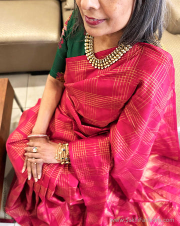 EE-Y06309 Redish Pink Kanchi sari