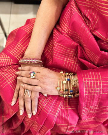 EE-Y06309 Redish Pink Kanchi sari