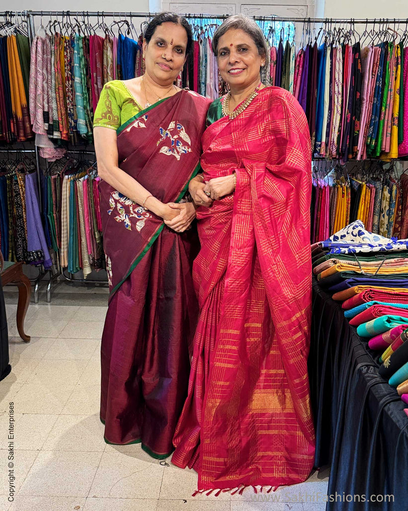 EE-Y06309 Redish Pink Kanchi sari