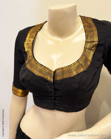 BL-V11192R Black Mangalgiri Blouse
