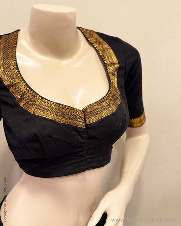 BL-V11192R Black Mangalgiri Blouse