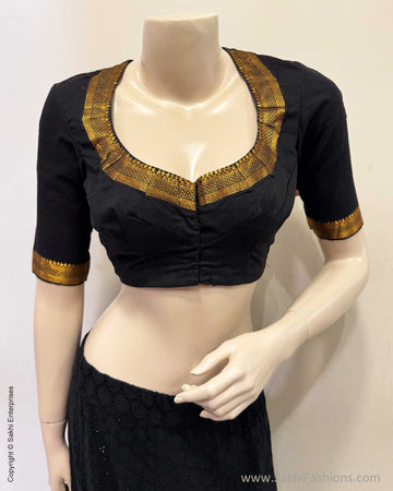 BL-V11192R Black Mangalgiri Blouse