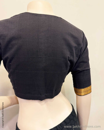 BL-V11192R Black Mangalgiri Blouse