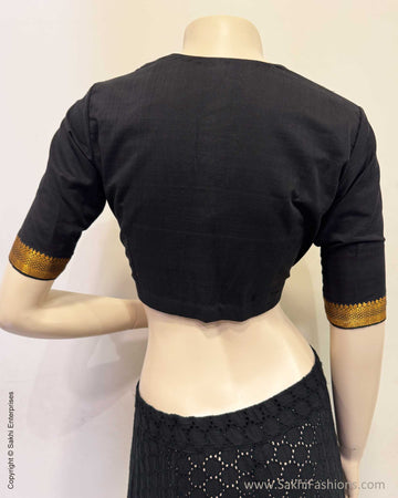 BL-V11192R Black Mangalgiri Blouse