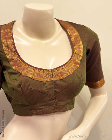 BL-V11195R Mantal Green Mangalgiri Blouse