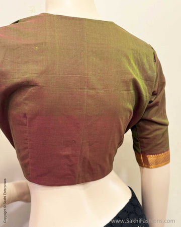 BL-V11195R Mantal Green Mangalgiri Blouse