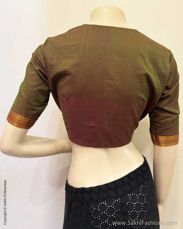 BL-V11195R Mantal Green Mangalgiri Blouse