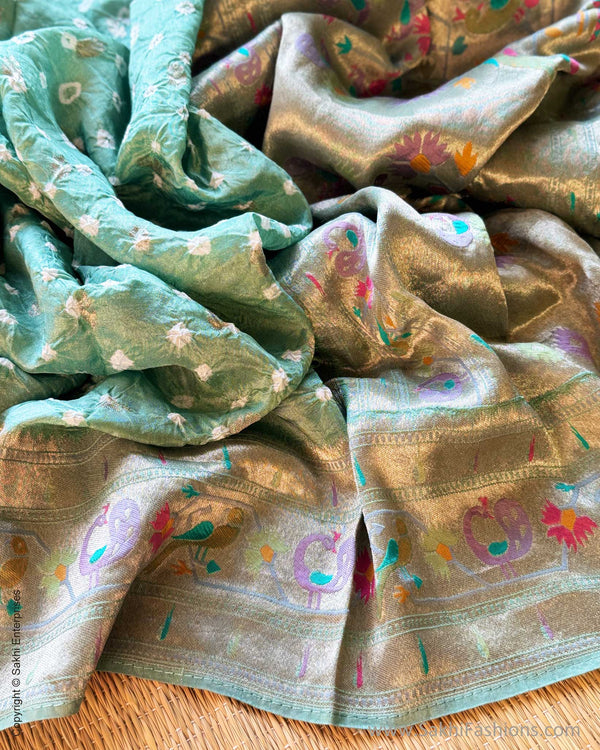DP-Y04417 Pastel Green Bandhini Sari