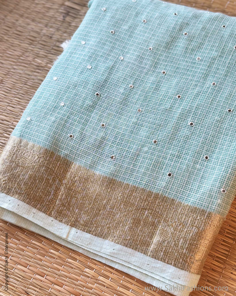 DP-Y01547 Green Kota Cotton Sari