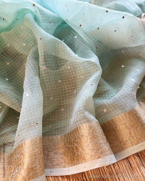 DP-Y01547 Green Kota Cotton Sari