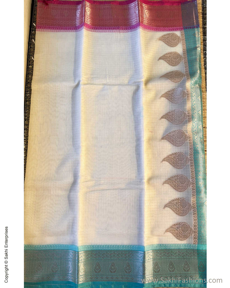 DP-Y01568 Cream Cotton Silk Sari